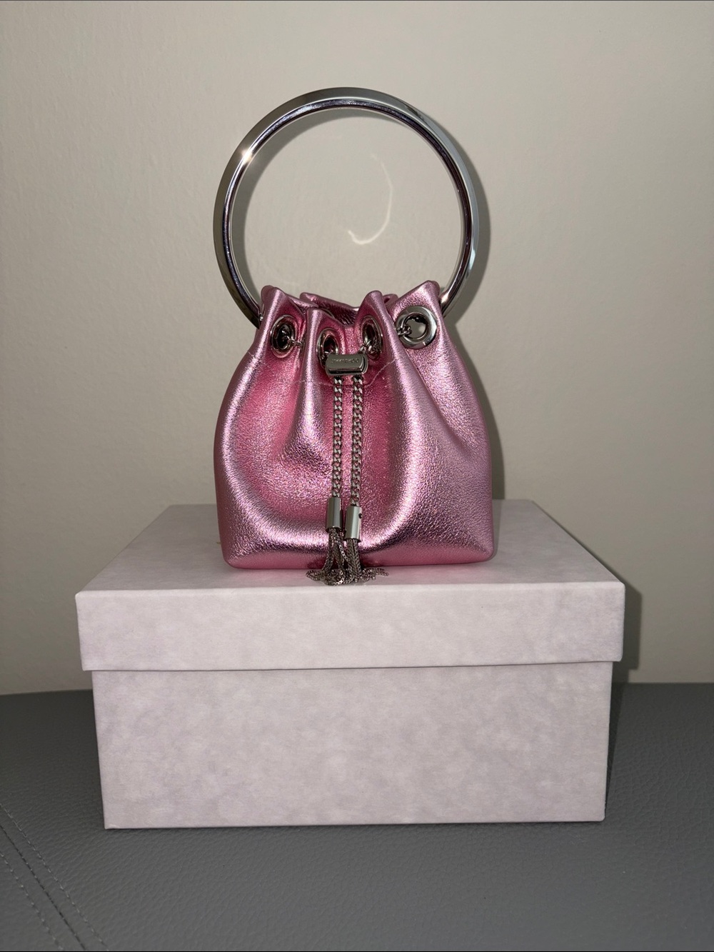 *Jimmy Choo Mini Bon Bon Top Handle Pink Bag*